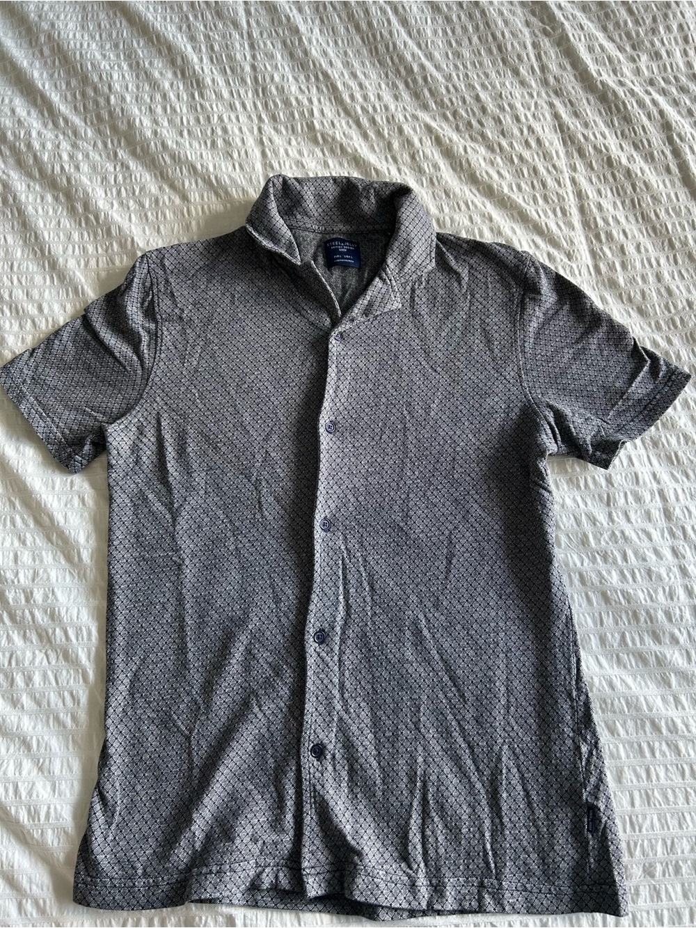 Men's Casual Short-Sleeve Button-Down Shirt - Gray Pattern